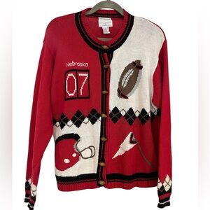 Vintage Christopher & Banks Nebraska Cornhuskers Football Cardigan NCAA